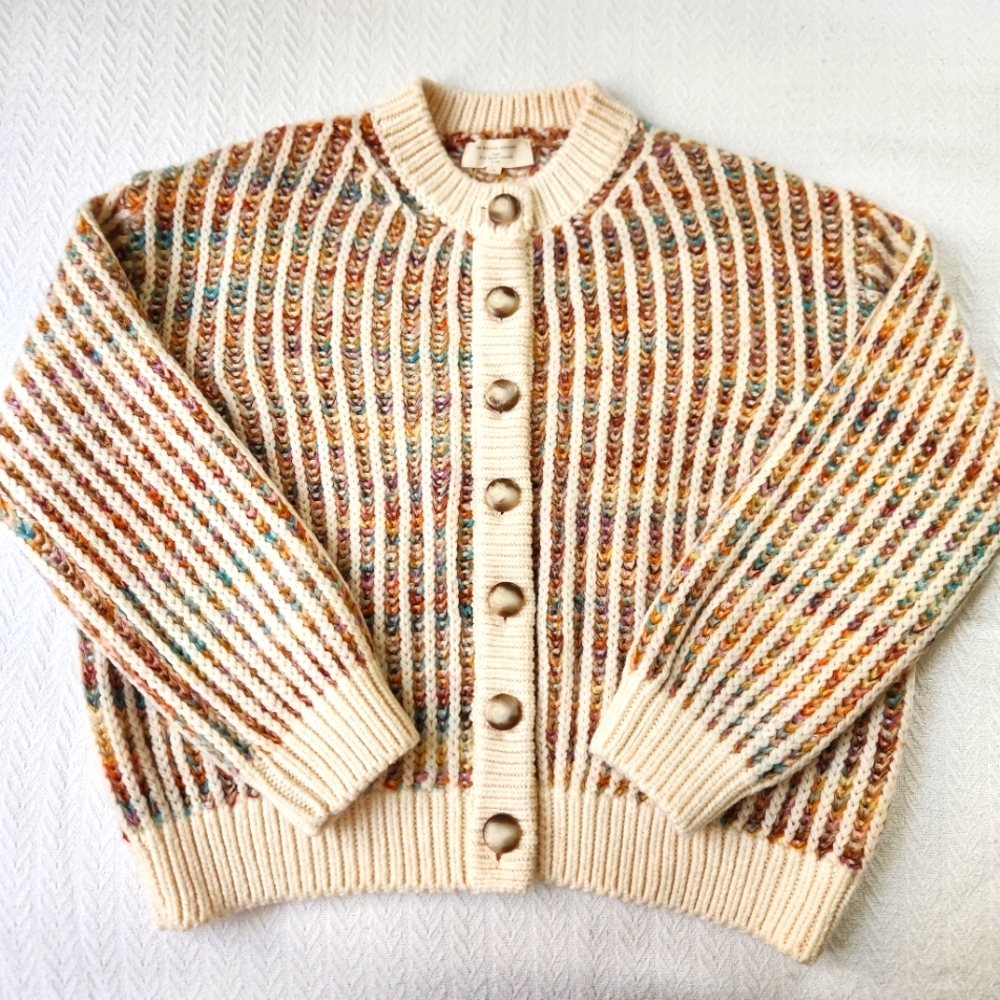 RARE Sezane Randy Sweater Sezane Cableknit Jumper Rainbow Knit Sezane Cardigan M